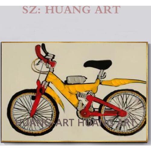 Hand-painted real image abstract oil paintings high quality bicycles on the canvas painting art home decoration to the living ro