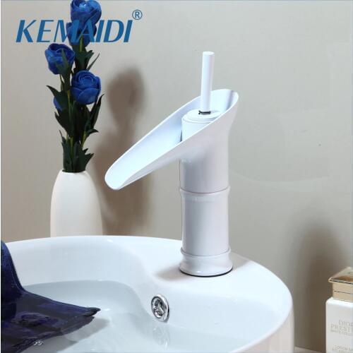 KEMAIDI Bathrom Basin faucets White Wine Glass Design Bathroom Faucet Waterfall Wash Basin Sink Tap Water Mixer Faucet