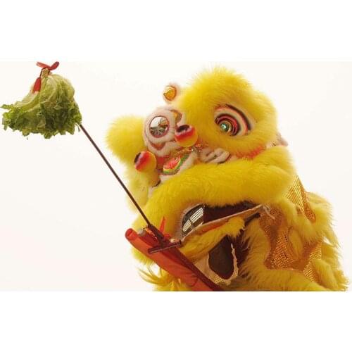 Yellow Lion Dance Costume 2 Player 8-12 Age Children Play Party Performance Sport Outdoor Parade Folk Parad Smart Stage Mascot