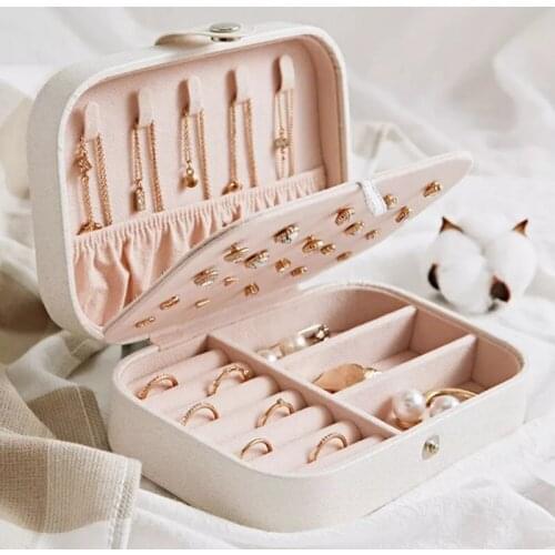 2021 Universal Jewelry Organizer Display Travel Jewelry Case Boxes Portable Jewelry Box Button Leather Storage Zipper Jewelers