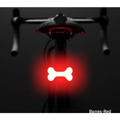 Bicycle Taillight Waterproof 5 Modes USB Charge LED Bike Light Circle Bone Heart Shaped Red Tail Light for MTB Bike Seatpost
