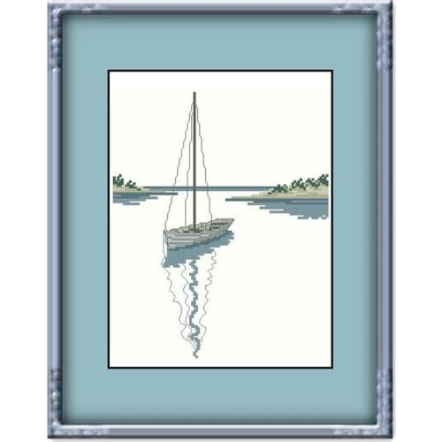 Sail shadow cross stitch package flowers 18ct 14ct 11ct cloth cotton thread embroidery DIY handmade needlework