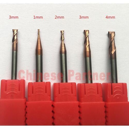 1pc 3mm hrc55 3x4x50 2 Flutes Bronze Flat end mills solid carbide Milling cutter Tools Carbide CNC Endmill Router bits