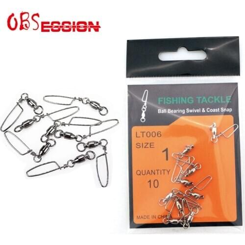 10pcs/bag Stainless Swivel Steel Fishing Connector Pin Bearing Rolling Swivel Snap Pins Pike Carp Fishing Tackle Accessories