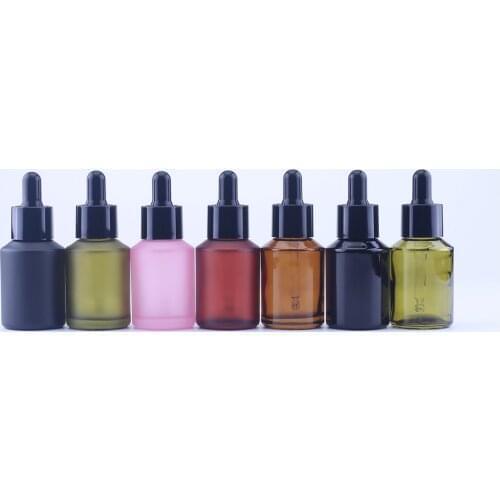 100pcs/lot 30ml Cosmetic Essentilal Oil Packaging Frosted And Shiny Colored Glass Dropper In 7 Colors