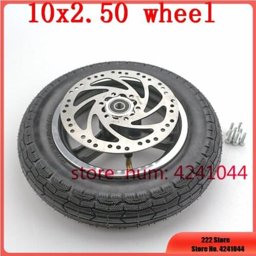 10X2.50 pneumatic Wheels10 inch Electric scooter tire inner tube and rims with Brake disc Rear Brake Caliper Pump