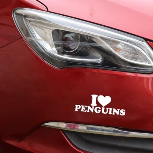 17.5CM*6.2CM I Love Penguins Fashion Car Sticker Decal Black Silver Vinyl C11-2023