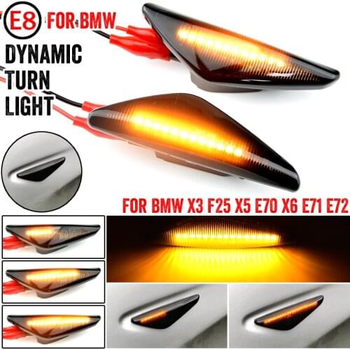 2PCS Smoke Dynamic Flowing LED Side Marker Signal Light For BMW X5 E70 X6 E71 E72 X3 F25 Sequential Blinker Lamp
