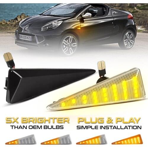 2Pcs Dynamic Amber LED Side Marker Turn Signal Light For Renault Avantime Espace 4 Megane 2 Scenic 2 Vel Satis Wind Thalia 2