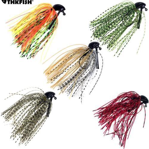 5Pcs Fishing Bass Jigs Silicone Rubber Skirt Lure Buzz Metal Lead Jig Heads VMC Hook Skirt Fishing Lures 7g 10g 14g