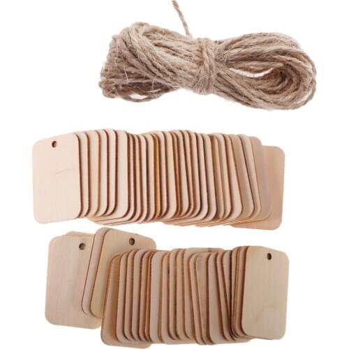 50pcs Unfinished Wood Tags Wooden Gift Tags Hanging For Wine Decor Wedding