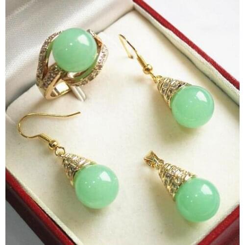 AAA 12mm Grey Shell Pearl Pendant Necklace Earrings Ring Set