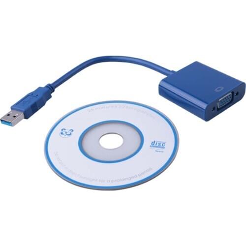 Elistooop USB 3.0 to VGA Adapter External Video Card Multi Display Converter for Win 7/8/10 Desktop Laptop PC Monitor Projector