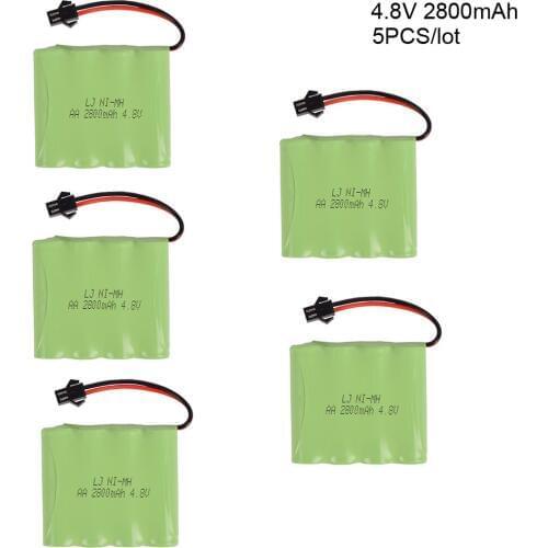 5PCS/lot 4.8v 2800mah AA NI-MH Battery SM-2P plug rechargeable Battery Ultra-high capacity Electric toys RC car RC boat RC robot