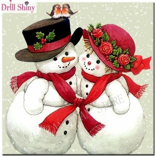 Diamond Embroidery Snowmen Couple Picture Rhinestones,Diamond Mosaic Needlework Diamond Painting Christmas Gift wall sticker