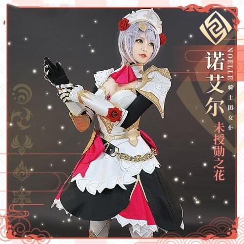 Anime Genshin Impact Noelle Cosplay Costume Knights Maid Dress Uniform Halloween Party Outfit For Women Girls 2021 NEW