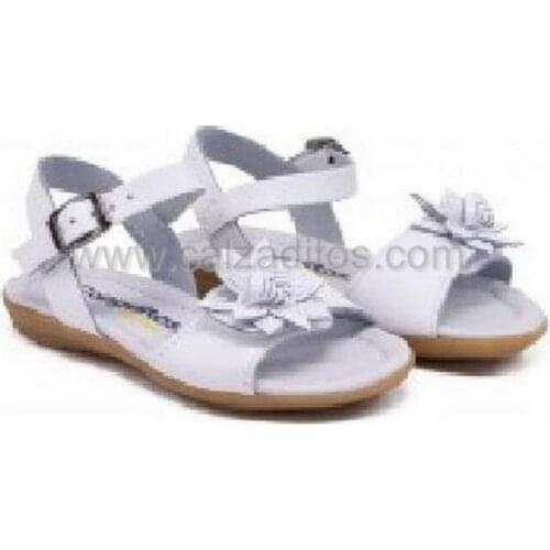 White fur sandals with flower, Conguitos