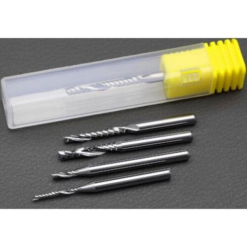 Free shipping,9pcs highest quality one spiral flute bits 3.175 X 22 mm, Solid Carbide end mill Bits,Single blade spiral cutter