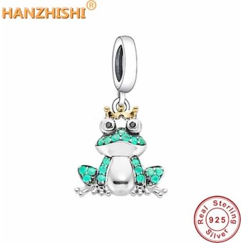 Dropshipping Wholesale Price 925 Sterling Silver Green Animal frog Dangle Charms Beads for Bracelet Necklace Jewelry Accessories