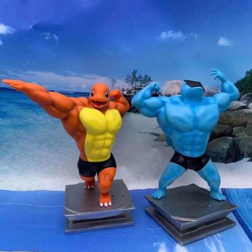Tomy Pokemon Fitness Muscle Man Action Figure Model Funny Creative Charmander Squirtle Bulbasaur Psyduck Cosplay Toys Model New