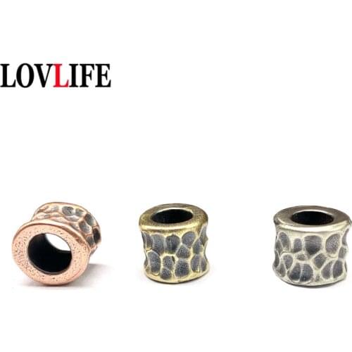 Earth Surface Crater Brass Knife Beads Jewelry Metal Copper DIY EDC Outdoor Tool Umbrella Rope Hanging Keychain Pendant Lanyard