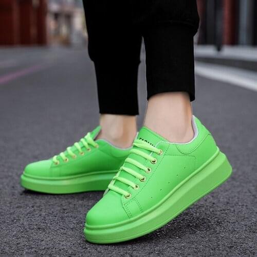Fashion Candy Colors Skateboard Shoes Women Microfiber Comfortable aUnisex Platform Sneakers Hip hop Green Casual Sneakers Men