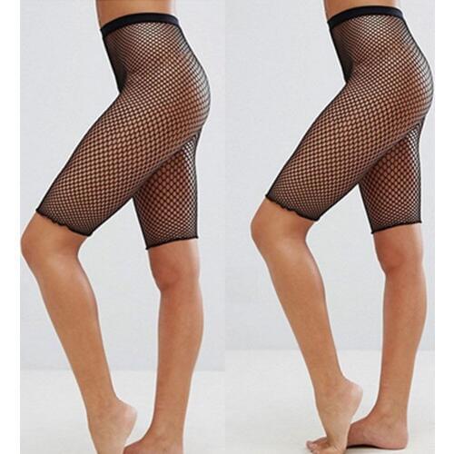 Hirigin 2020 New Hot Women Sexy Sporty Fishnet Mesh Legging Cycling Hot Pants Black Stockings Trousers