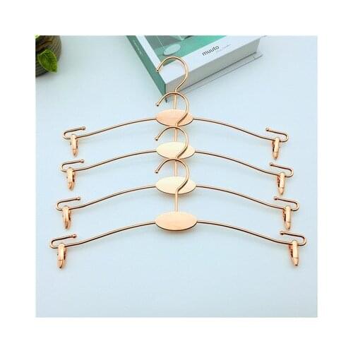 Rose Gold Stainless Steel MultiFunctional Clothes Hangers Pants Storage Hangers Cloth Rack Multilayer Storage Cloth Hanger