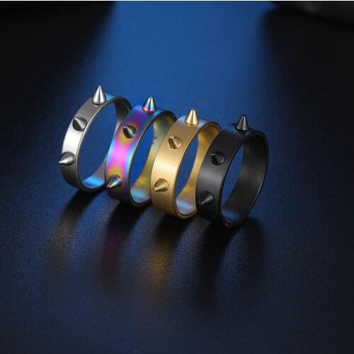 Fashion Stainless Steel Self-Defense Ring Punk Style Male And Female Thorn Jewelry Joyas Para Hombres Y Mujeres Rivet Party Gift