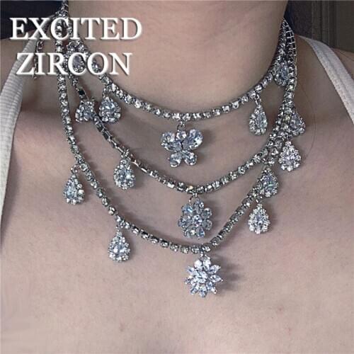 New Fashion Luxury Peach Heart Love Water Drop Rhinestone Necklace Necklace Elegant Woman Jewelry Accessories Girl Birthday Gift