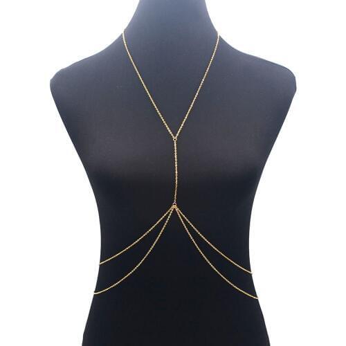 2020 New Arrival Fashion Simple Cross Belly Double Layer Necklace Female Body Chain Jewelry