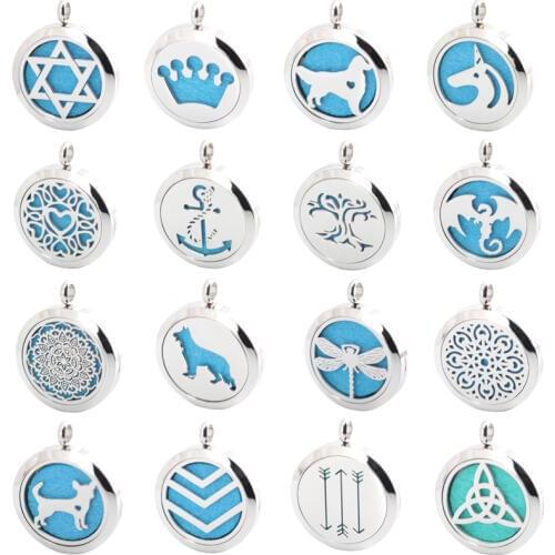 New Arrive 30mm Jewelry more than 160 Style Aromatherapy Essential Oils Stainless pendant Perfume Diffuser Locket Necklace