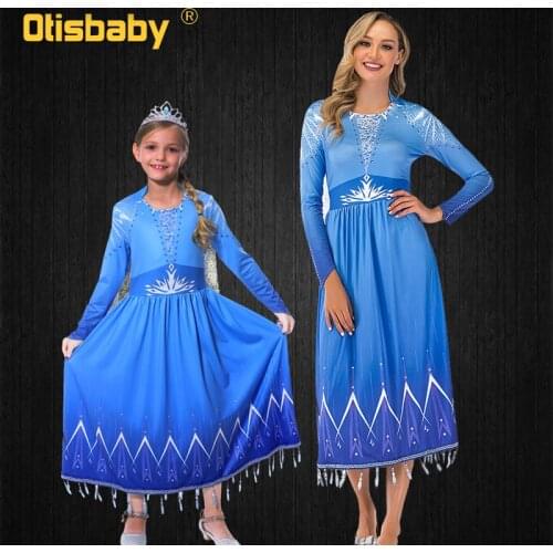 Halloween Mother Kids Matching Family Outfits Women Audult Girls Elsa Dress Elsa Costume Cosplay Mother and Daughter Clothes