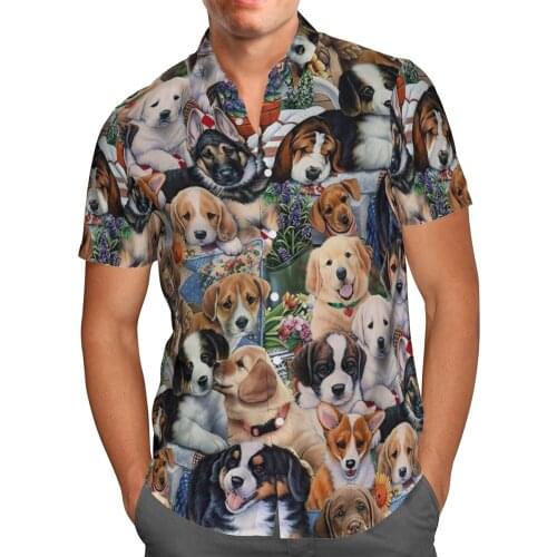 Animal Dogs 3D Printing Beach Hawaiian 2021 Summer Shirt Short Sleeve Shirt Streetwear Oversized 5XL Camisa Social Chemise Homme