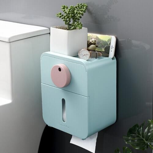 Hole-Free Toilet Tissue Box Roll Toilet Paper Towel Rack Toilet Household Storage Rack Tissue bathroom accessories box