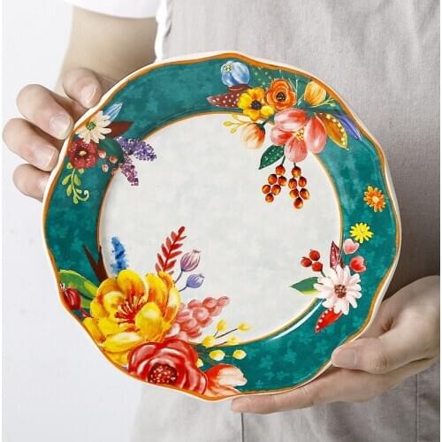 Factory direct selling creative ceramic plate Western food plate household snack plate dish decoration plate hanging plate glaze