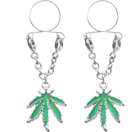 Sexy Adjustable Non Pierced Cilp on Long Dangle Chain 2Pcs Fake Nipple Rings body piercing jewelry