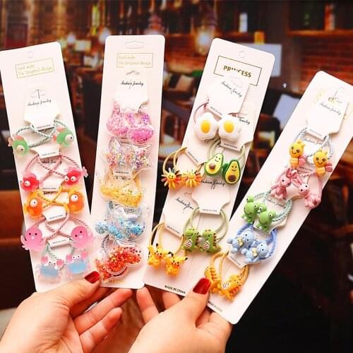 10 Pcs/Set Children Cute Cartoon Fresh Fruit Elastic Hair Bands Girls Baby Lovely Rubber Bands Gift Kids Hair Accessories