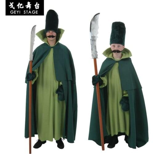 Deluxe City Guard Costume Green Cloak Kids Adult Halloween Fairy Tale Performance Party Cosplay Boys Fancy Party Dress Outfit