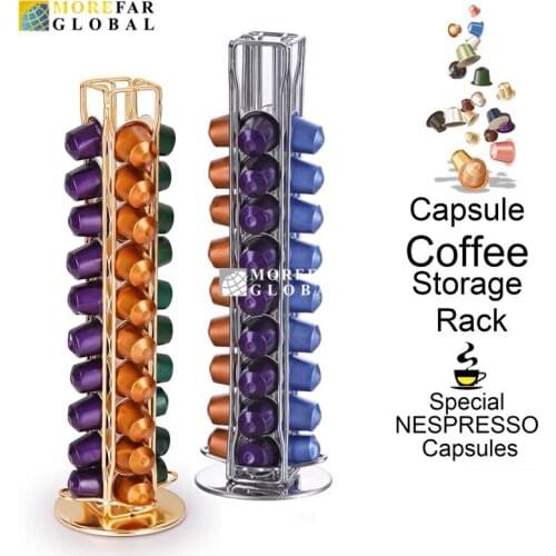 Nespresso Coffee Capsule Stand Holds 40pcs Pods Holder Metal Storage Iron Plating Black Silver Golden