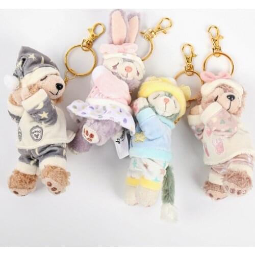 Pretty Sleep Stellow KeyChains Pendants Kawaii Plush Toys Sherry Cat Bear Schoolbag Cartoon Anime Model Doll Stuffed Toy