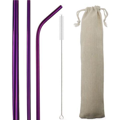 5-Pcs 304 Stainless Steel Straw Metal Straws 6/12mm Reusable Straw Drinking Straws Set Silicone Cover Tips Costomize Logo