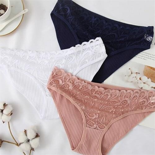 5Pcs Female Panties Sexy Panty Briefs Lace Women Underwear Lingerie For Cotton Solid Breathable Colors Ladies Underpants