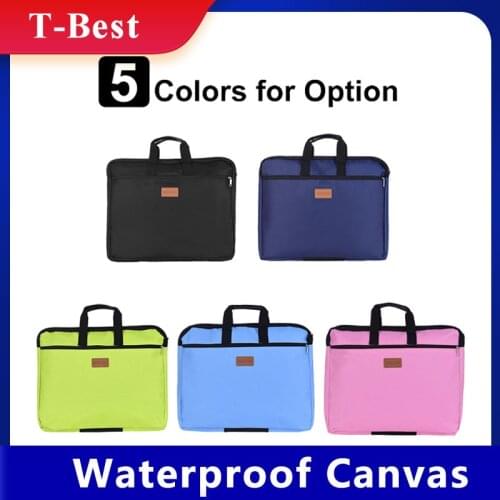 Big Capacity Double Layers Document Holder Zipper File Bag with Handle Waterproof Canvas Handbag for Papers Documents Business