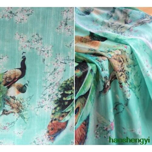 High-quality silver silk chiffon fabric, retro style cheongsam clothing fabric