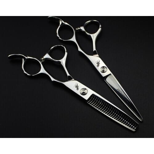 "Japanese Hair Scissors Hairdressing Scissors Shaver and Hairdressing Scissors Set 6 Inch Silver Stainless Steel Type Size Teeth