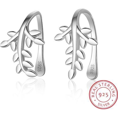 100% 925 Solid Sterling Silver Nice Leaves Shape Earrings For Women Earring Sterling-silver-jewelry Brincos Ds347