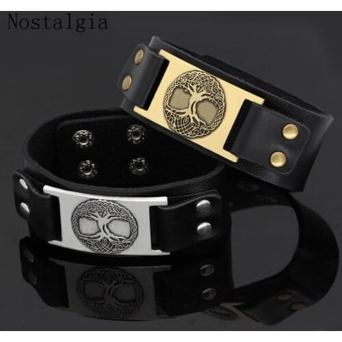 Slavic Viking Yggdrasil Tree of Life Wristband Leather Strap Bracelets Men Lucky Viking Bangle amulet bracelet jewlery