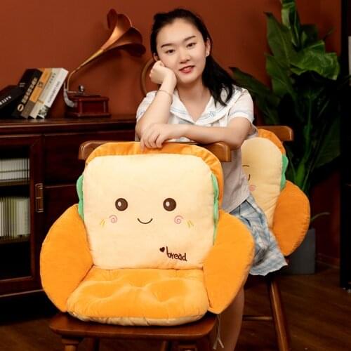 1PC Nice Soft Bread toas Pillow Animal Seat Cushion Stuffed Plush Sofa Indoor Floor Home Chair Decor Winter Children Girls Gift