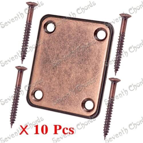 10 Pcs Electric Bass Guitar Neck plate Neck Joint Plate - Copper Red - (JTJQB-25412)